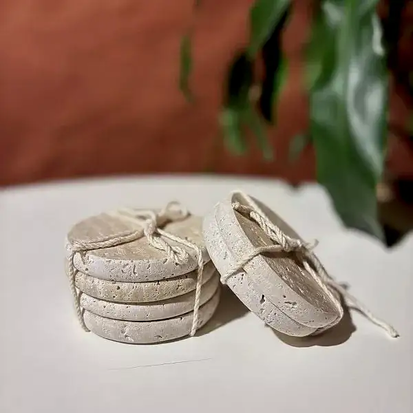 Traverten Bardak Altlığı (4'lü)